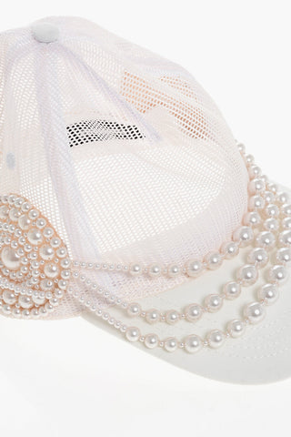 Mesh Cap Embellished with Beads