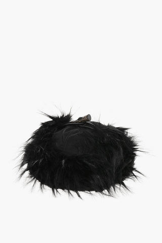 Cappello Baseball in Nylon a Tinta Unita con Dettagli in Pelliccia Ecologica