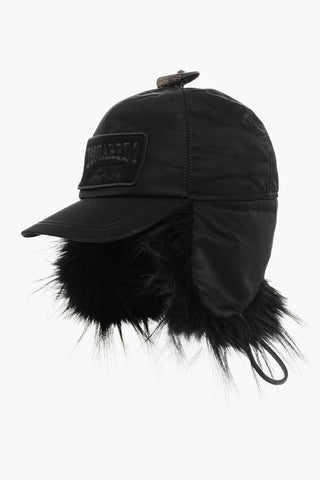 Cappello Baseball in Nylon a Tinta Unita con Dettagli in Pelliccia Ecologica