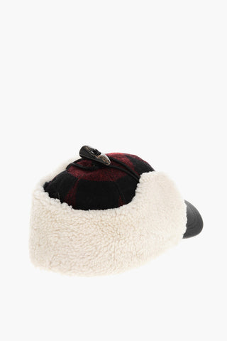 Cappello Baseball a Quadri con Dettaglio in Pelle