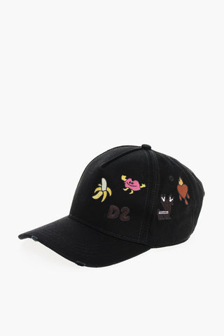 Solid Color Cap with Contrasting Embroideries