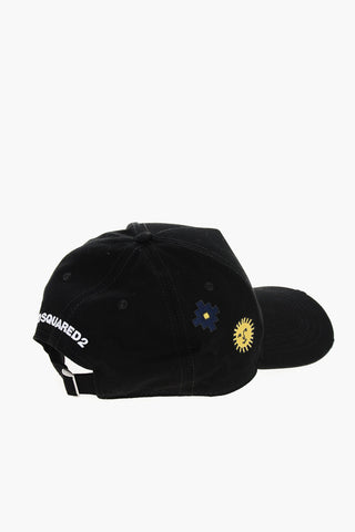 Solid Color Cap with Contrasting Embroideries