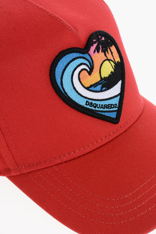 Cotton Twill Cap with Heart Embroidery