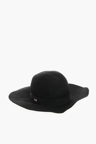 Solid Color Wool Felt Hat with Logoed Detail