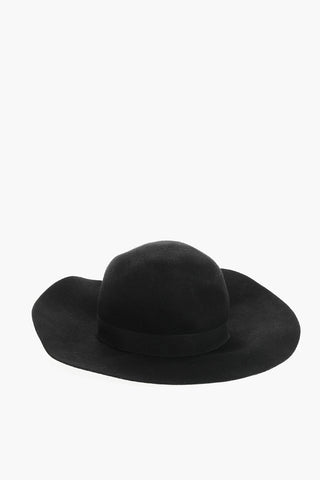 Solid Color Wool Felt Hat with Logoed Detail