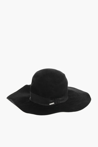 Solid-Color Felt Floppy Hat with Silver Logo