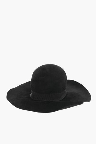 Solid-Color Felt Floppy Hat with Silver Logo