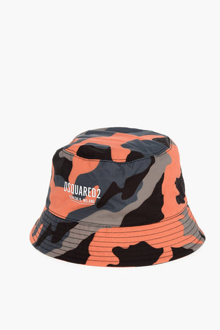 Cappello Bucket in Nylon a Motivo Camouflage 