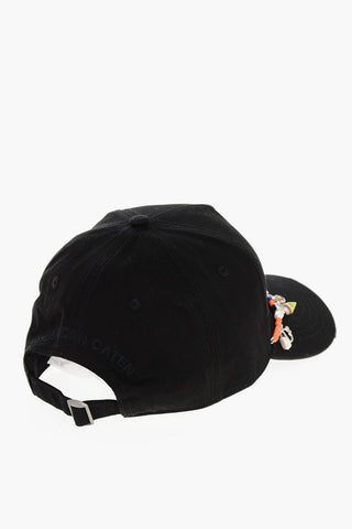Cappello Baseball in Gabardina di Cotone Impreziosito da Perline