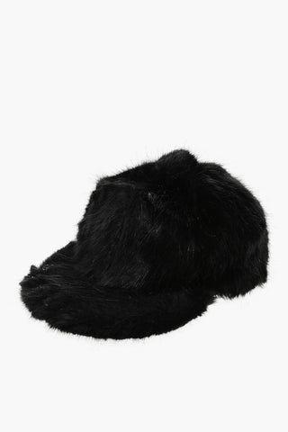 Cappello Baseball in Pelliccia Ecologica con Monogram Impreziosito da Perline