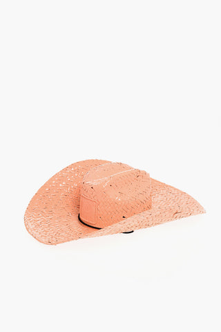 Solid Color Straw Western Hat with Cord
