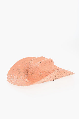 Solid Color Straw Western Hat with Cord