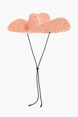 Solid Color Straw Western Hat with Cord
