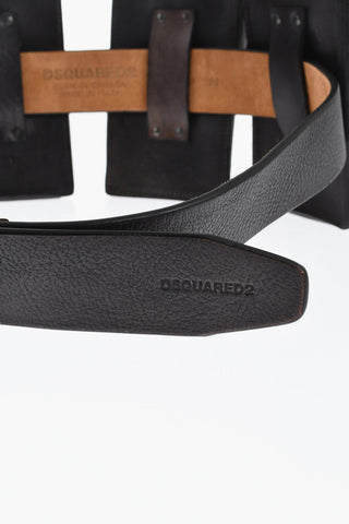 Solid Color Leather Utility Belt with Removable Pockets 40mm