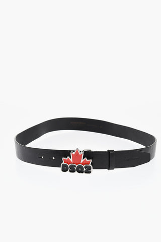 Leather Belt with Enamelled Metal Buckle 35mm