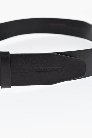 Leather Belt with Enamelled Metal Buckle 35mm
