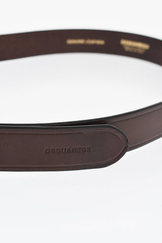 Solid Color Leather Belt with Golden Buckle 25mm