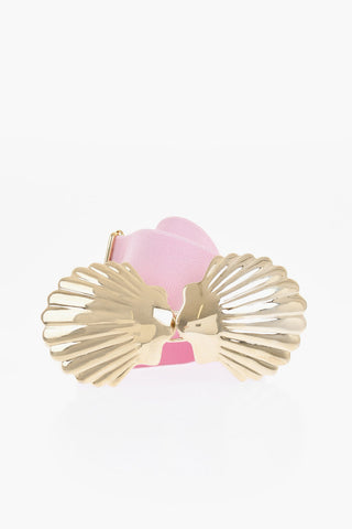 Cintura in Tessuto Elastico con Fibbia a Forma di Conchiglia 40mm