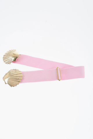 Cintura in Tessuto Elastico con Fibbia a Forma di Conchiglia 40mm