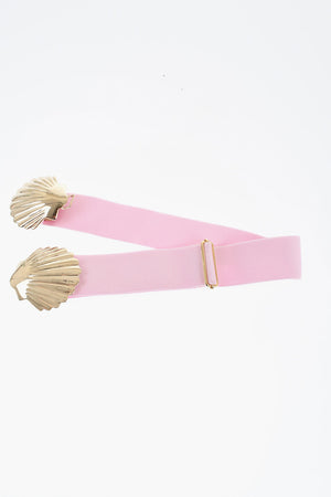 Cintura in Tessuto Elastico con Fibbia a Forma di Conchiglia 40mm