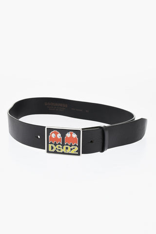 PAC-MAN Leather Belt with Enamelled Buckle 40mm