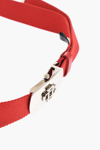 Solid Color Fabric Belt with Silver-Tone Buckle 35mm