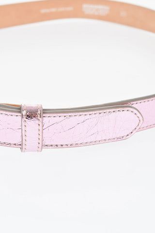 Metallic Leather Belt with Gothic Dsquared Buckle 25mm