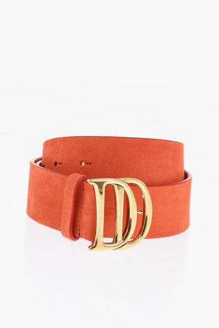 Solid Color Suede Belt with Golden DD Buckle 40mm