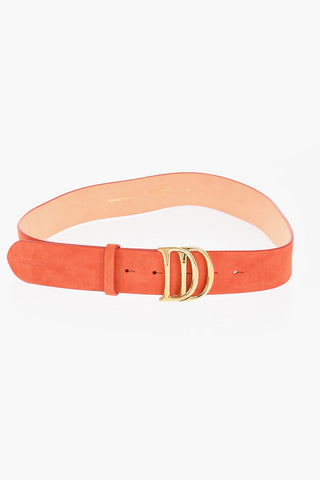 Solid Color Suede Belt with Golden DD Buckle 40mm