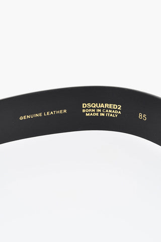 Leather Belt with Logoed Metal Buckle 35mm