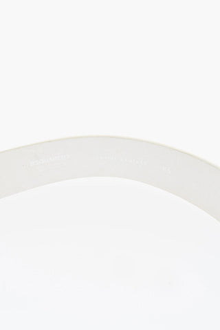 Solid Color Leather Belt with Silver-Tone DD Buckle 35mm