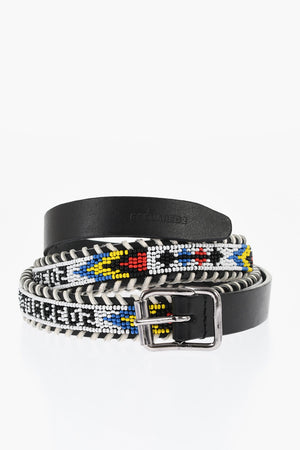 Ledergürtel verziert mit Perlen 20mm