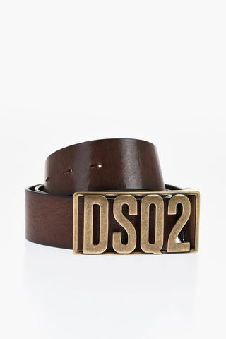 Leather Belt with Logoed Buckle 40mm