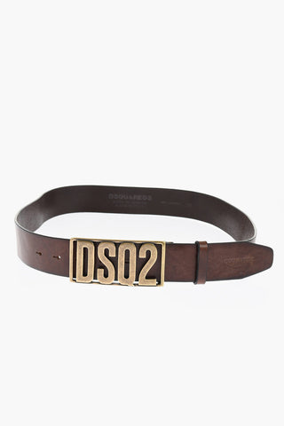 Leather Belt with Logoed Buckle 40mm