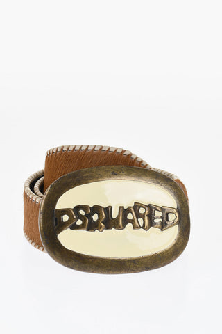 Ponyskin Belt with Logoed Maxi Buckle 45mm