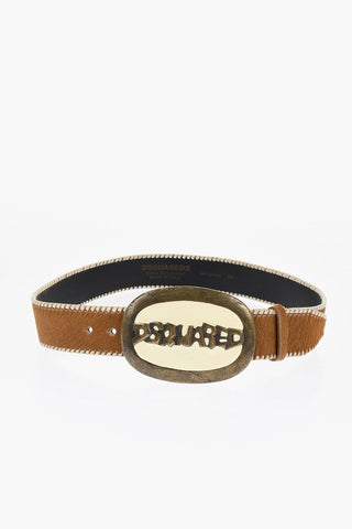 Ponyskin Belt with Logoed Maxi Buckle 45mm
