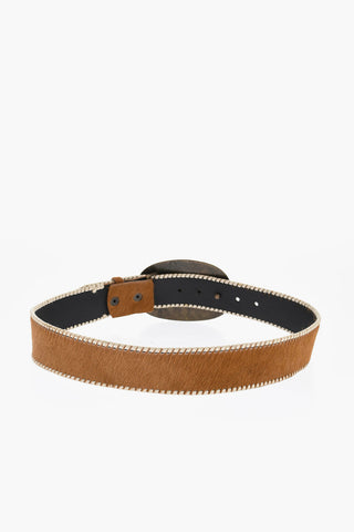 Ponyskin Belt with Logoed Maxi Buckle 45mm