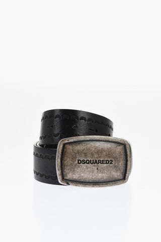Leather Belt with Logoed Buckle 40mm