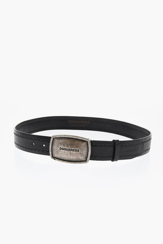 Leather Belt with Logoed Buckle 40mm