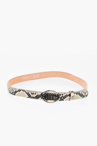 Python Effect Leather Belt with Gothic Dsquared Buckle 25mm