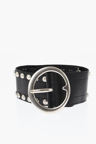 Cintura Oversize in Pelle Borchiata 70mm