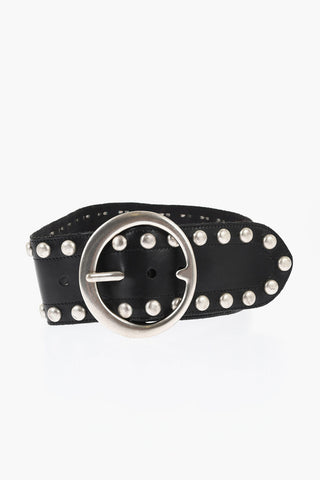 Cintura Oversize in Pelle Borchiata 70mm