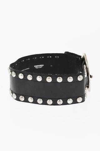 Cintura Oversize in Pelle Borchiata 70mm