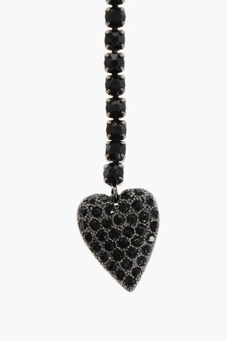 Maxi Strass Single Earring with Heart-Shaped Pendant