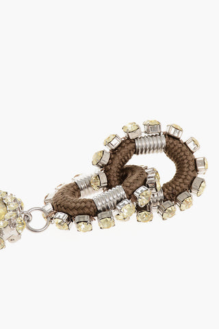 Maxi Orecchino Singolo Clip-On In Tessuto con Gioielli