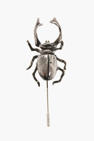 Brass Vintage-Effect Scarab Brooch