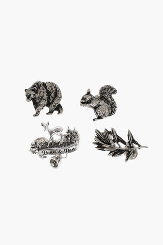 Silver-Effect Brass Brooches Set 