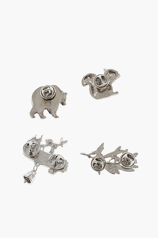 Silver-Effect Brass Brooches Set 