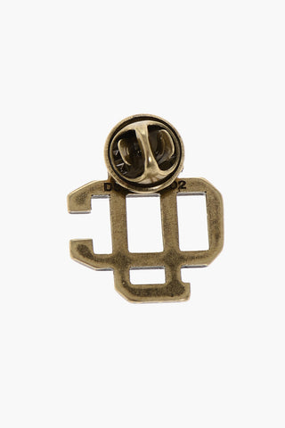 Gold-Effect Monogram Brooch
