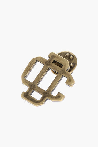 Gold-Effect Monogram Brooch